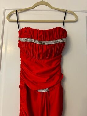 Women’s Red Prom Dress with Rhinestone Detail
